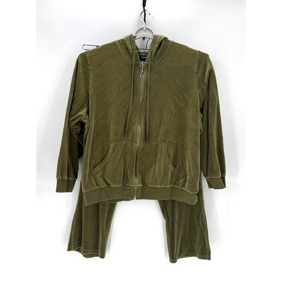 Vintage Lane Bryant True Y2K green velvet track suit cropped pants size 3XL - Picture 1 of 7
